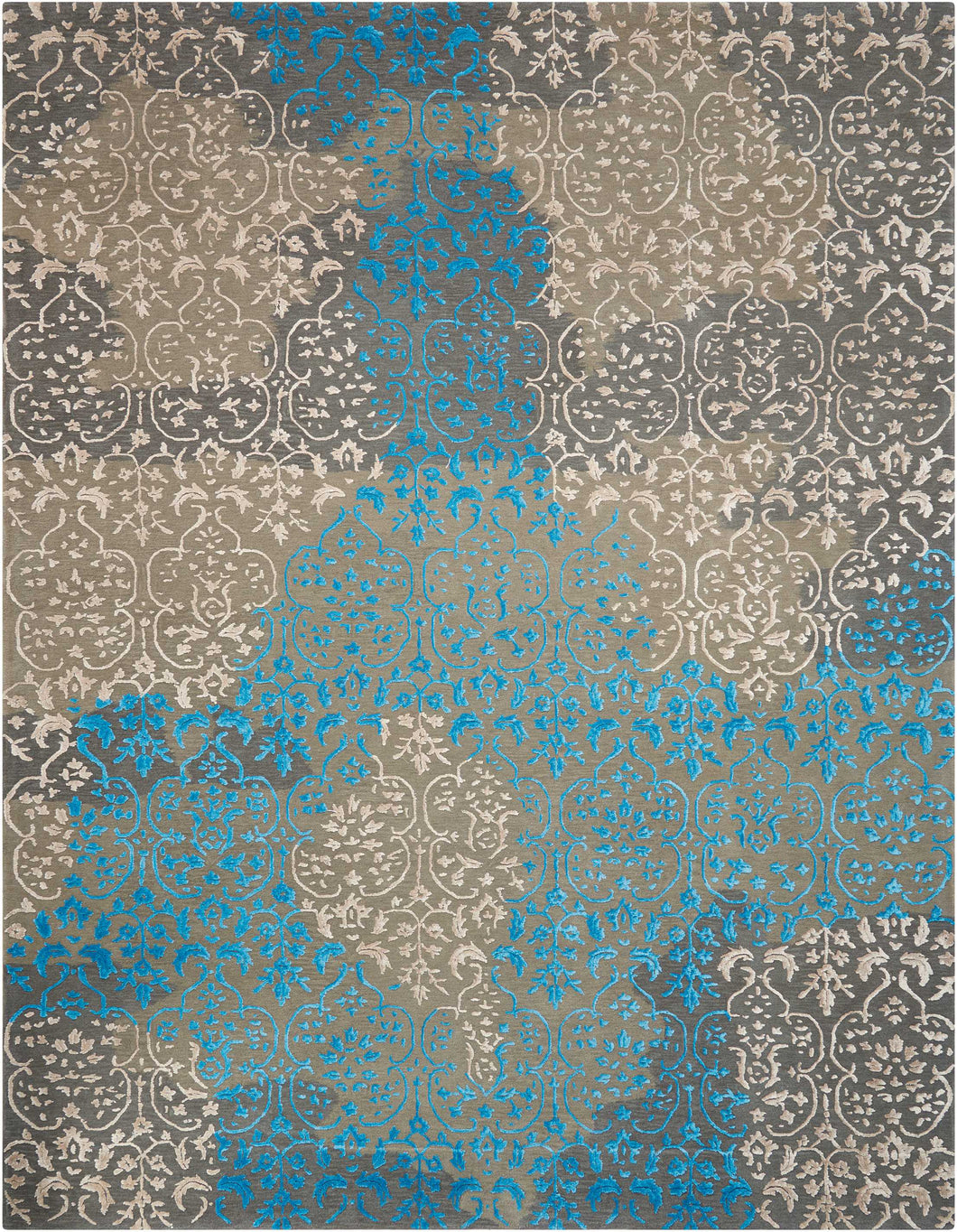 Nourison Opaline OPA13 Blue and White 8' Runner  Hallway Rug