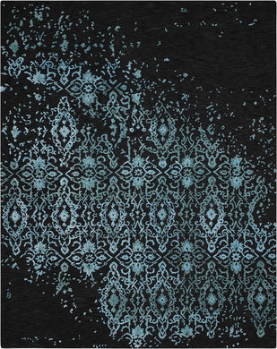 Nourison Opaline OPA06 Black and Blue 6'x8'  Area Rug