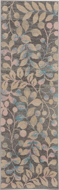 Nourison Tranquil TRA03 Beige and Grey 7' Runner  Hallway Rug