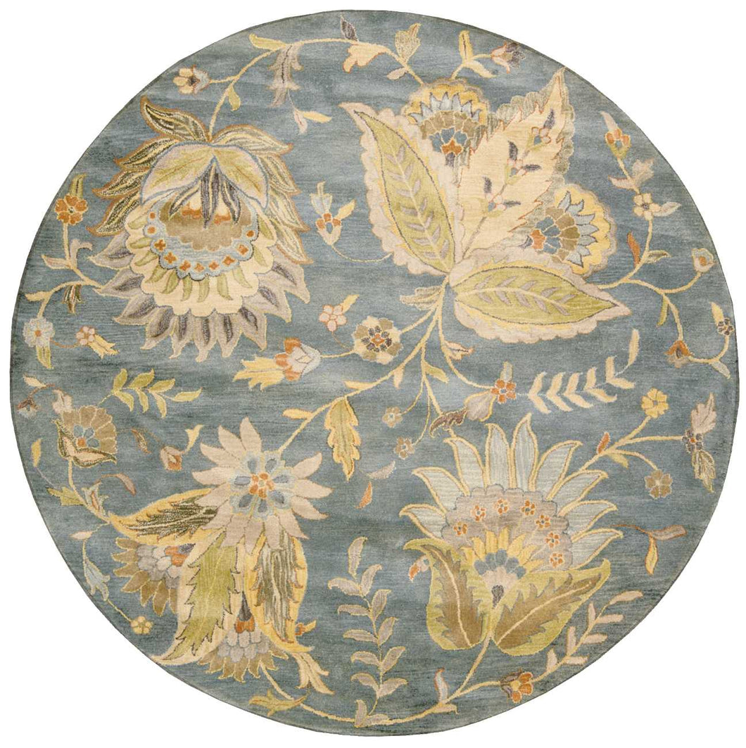 Nourison Jaipur JA52 Blue Multicolor 8' Round   Rug