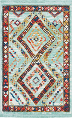 Nourison Navajo NAV02 Blue Multicolor 4'x6'  Area Rug