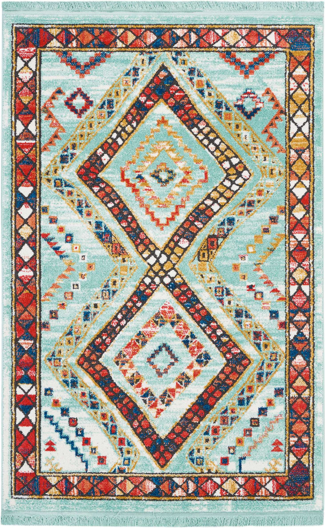 Nourison Navajo NAV02 Blue Multicolor 4'x6'  Area Rug