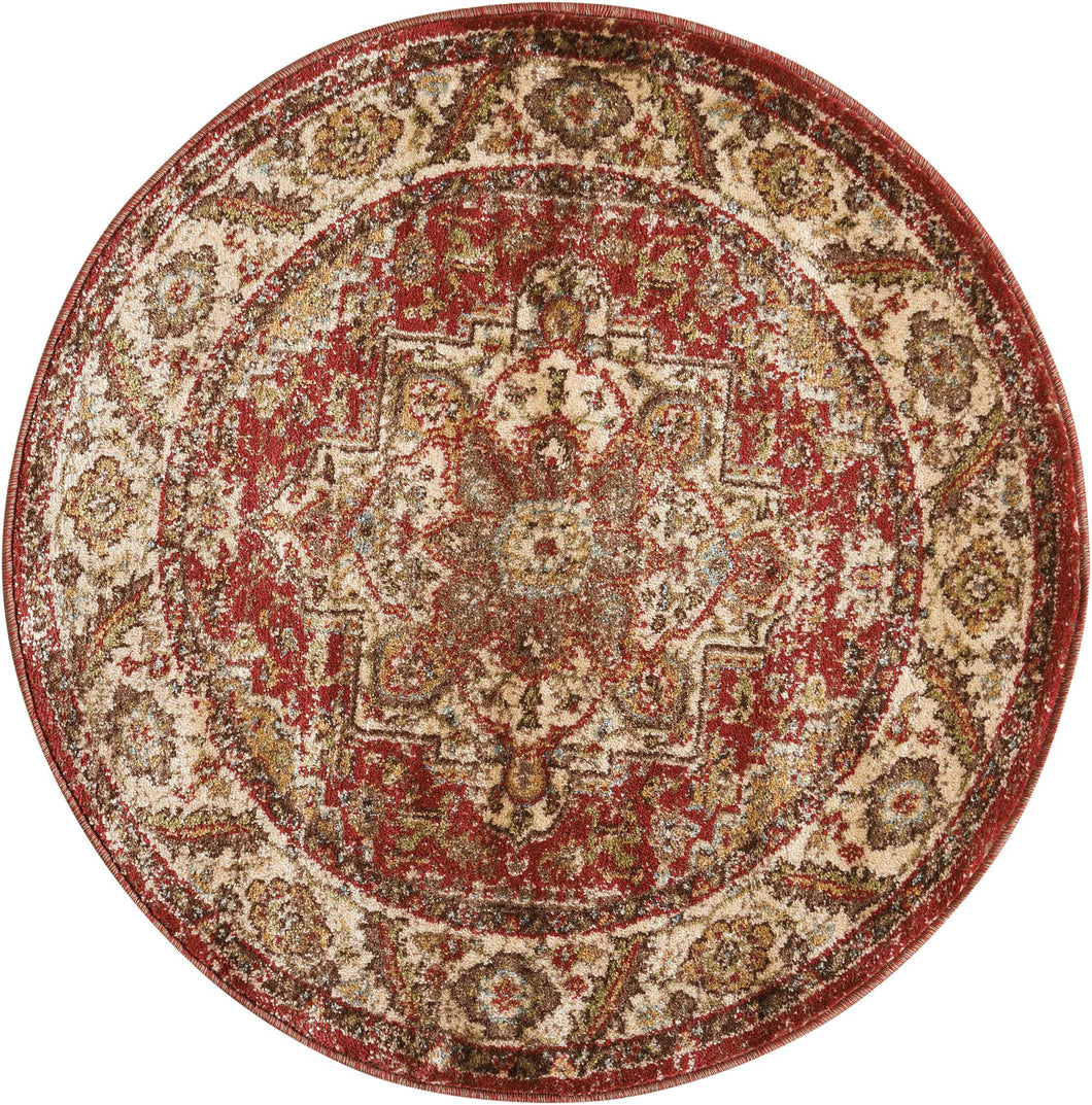 Nourison Delano DEL05 Red 3' Round  Area Rug