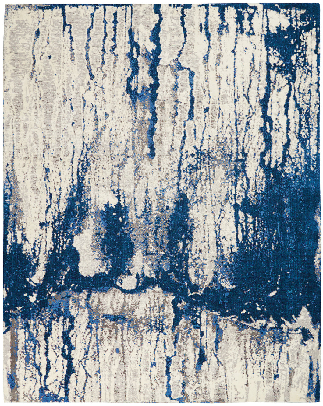 Nourison Twilight TWI29 Navy Blue and White 8'x10' Large  Rug