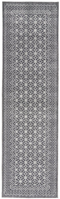Nourison Palermo  8' Runner Charcoal Grey and Silver  Distressed Bohemian   Area Rug