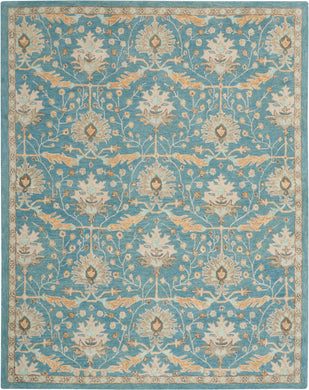 Nourison Jazmine JAZ02 Light Blue and Beige 8'x10' Large Wool Rug