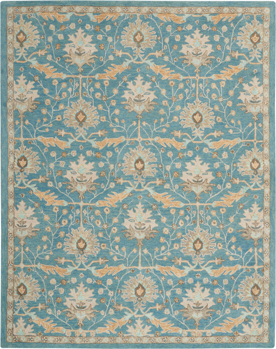 Nourison Jazmine JAZ02 Light Blue and Beige 8'x10' Large Wool Rug