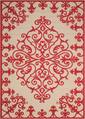 Nourison Aloha ALH12 Red and White 5'x8' Indoor-outdoor Area Rug