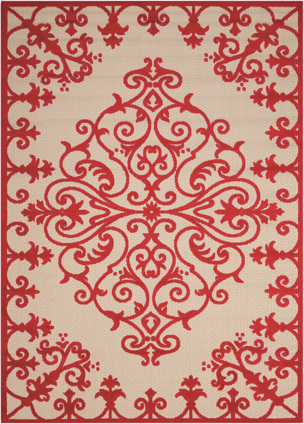 Nourison Aloha ALH12 Red and White 5'x8' Indoor-outdoor Area Rug