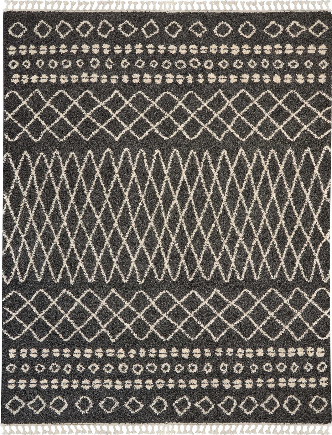 Nourison Moroccan Shag MRS02 Black 8'x11' Oversized  Rug