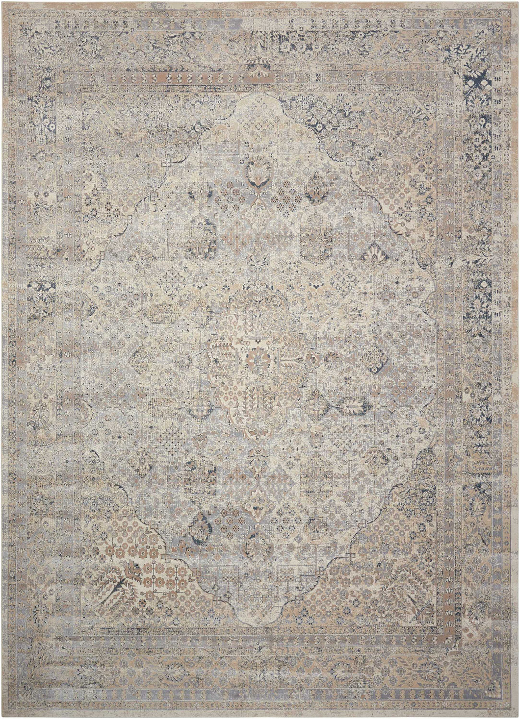 kathy ireland Home Malta MAI01 Blue and Ivory 8'x11'   Rug