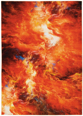 Nourison Le Reve LER05 Orange 9'x12' Oversized Fiery Clouds Rug