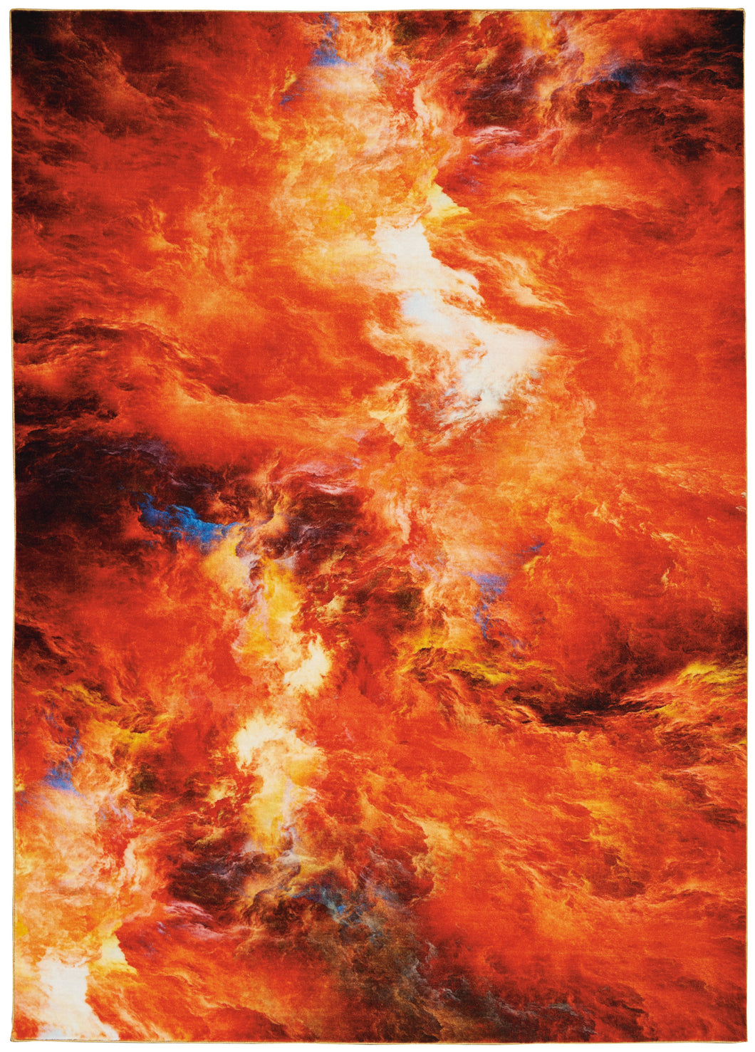 Nourison Le Reve LER05 Orange 9'x12' Oversized Fiery Clouds Rug