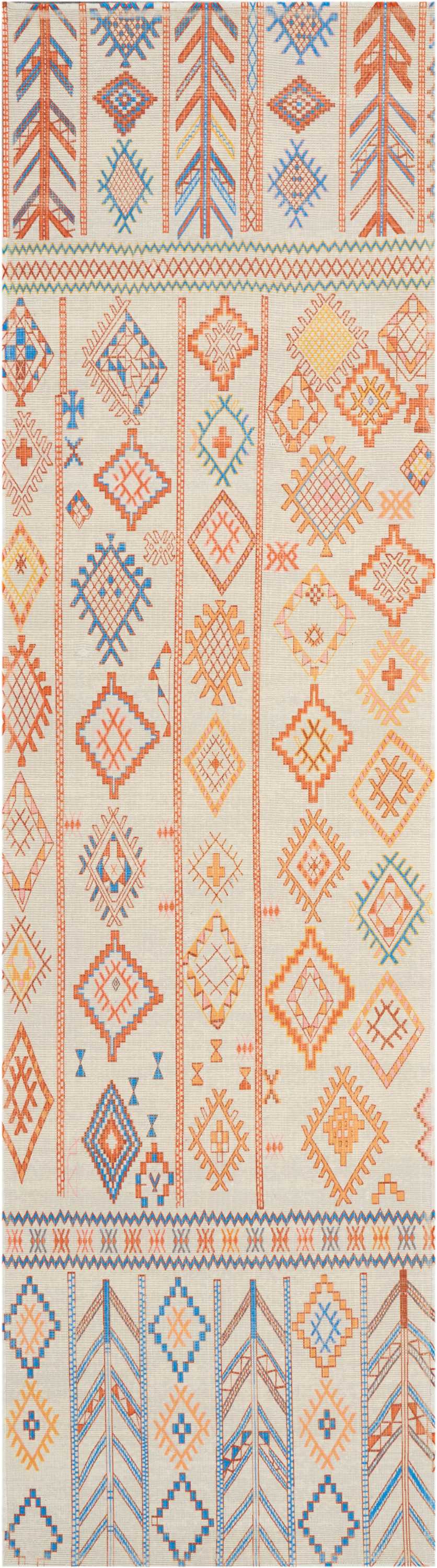 Nourison Madera MAD05 White 8' Runner Flat Weave Hallway Rug