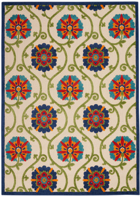 Nourison Aloha ALH19 4'x6' Blue Multicolor Easy-care Indoor-outdoor Rug