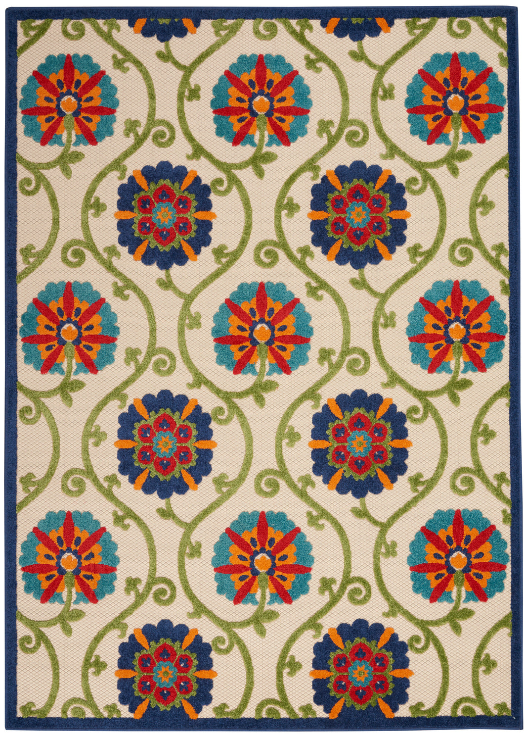Nourison Aloha ALH19 4'x6' Blue Multicolor Easy-care Indoor-outdoor Rug
