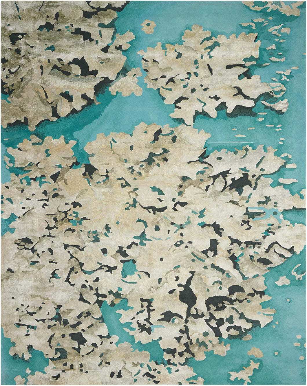 Nourison Prismatic PRS06 Aqua Blue and Beige 6'x8'  Area Rug