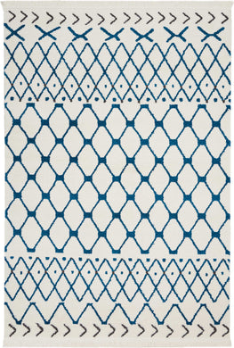 Nourison Kamala DS500 White and Blue 9'x13' Oversized  Rug