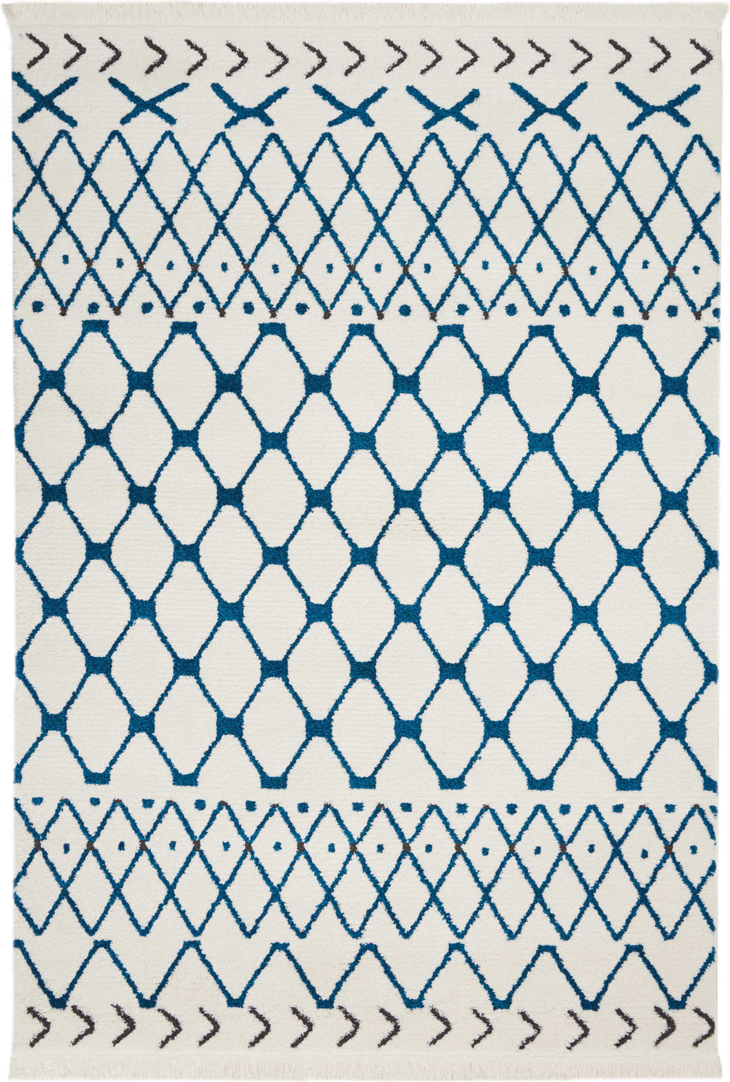 Nourison Kamala DS500 White and Blue 9'x13' Oversized  Rug