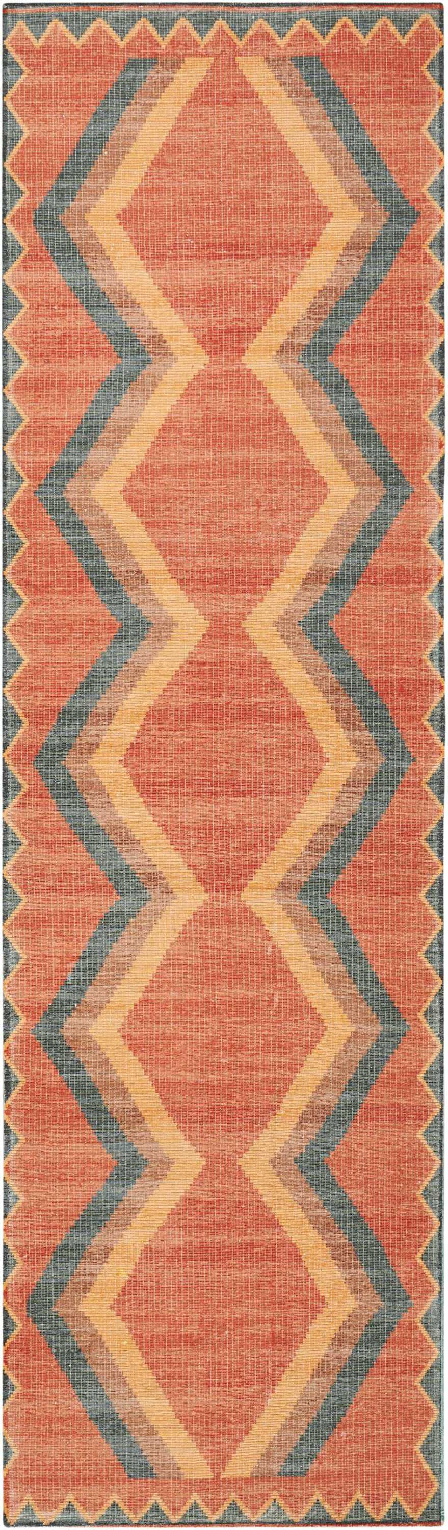 Nourison Madera MAD02 Orange 8' Runner Flat Weave Hallway Rug