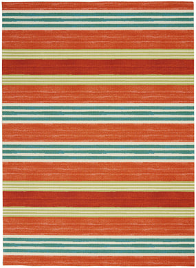 Waverly Sun N Shade SND71 Red 5'x8' Striped Area Rug