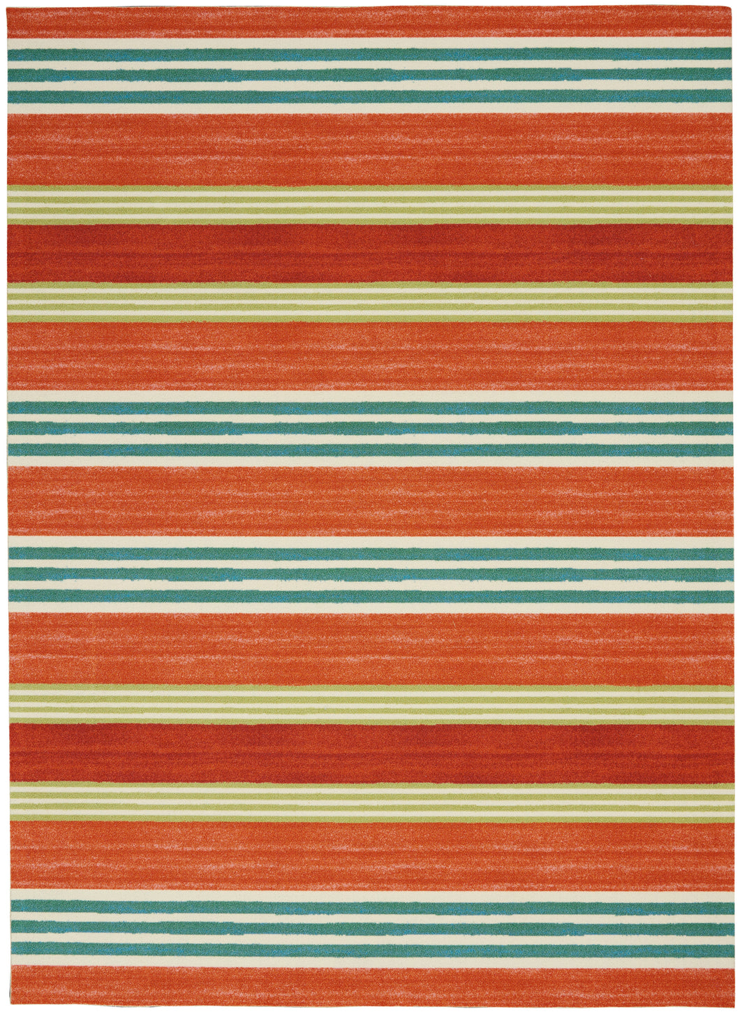 Waverly Sun N Shade SND71 Red 5'x8' Striped Area Rug