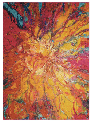 Nourison Celestial CES03 Red and Gold 5'x7' Colorful Area Rug