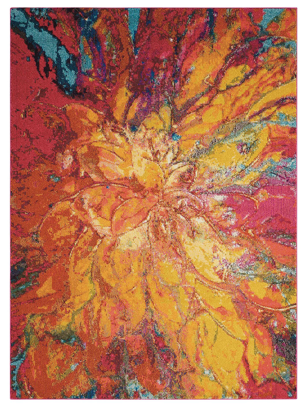 Nourison Celestial CES03 Red and Gold 5'x7' Colorful Area Rug