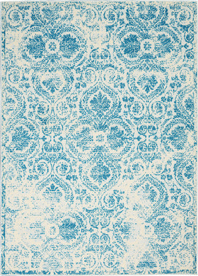 Nourison Jubilant JUB05 Teal Blue 6'x9' Vintage Area Rug