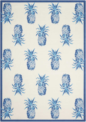 Waverly Sun N Shade SND49 White and Blue 10'x14'   Rug