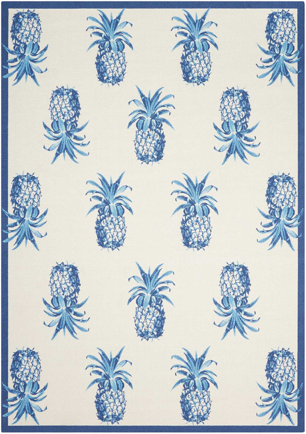 Waverly Sun N Shade SND49 White and Blue 10'x14'   Rug