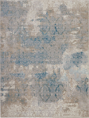 Nourison Karma KRM07 Taupe and Blue 8'x11' Large  Rug