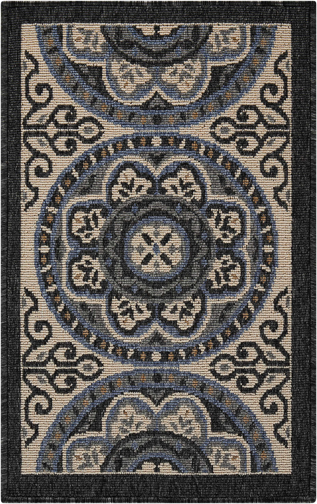Nourison Caribbean 2' X 3' White and Black Mediterranean Indoor-outdoor Area Rug