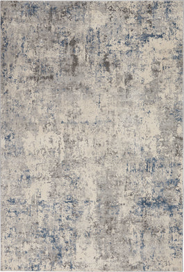 Nourison Rustic Textures RUS07 Slate Blue and Ivory 4'x6' Abstract Area Rug