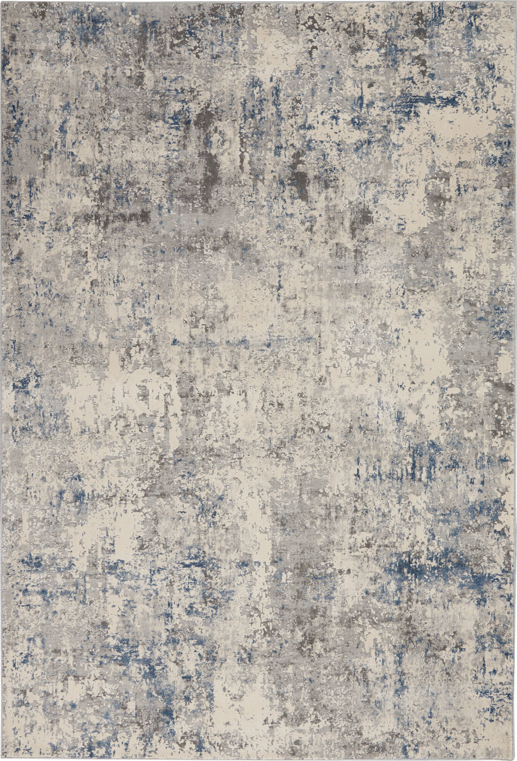 Nourison Rustic Textures RUS07 Slate Blue and Ivory 4'x6' Abstract Area Rug