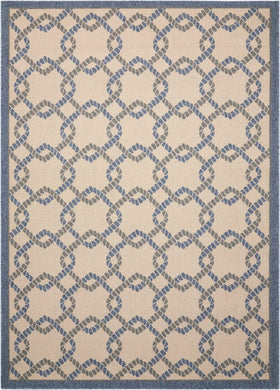 Nourison Caribbean CRB16 Ivory and Blue 8' Runner  Hallway Rug