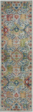 Nourison Ankara Global ANR12 Grey Multicolor 6' Runner Textured Hallway Rug