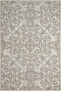 Nourison Damask DAS01 Grey and Ivory 8'x10' Large Flat Rug