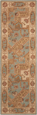 Nourison Heritage Hall HE25 Blue Multicolor 8' Runner  Hallway Rug