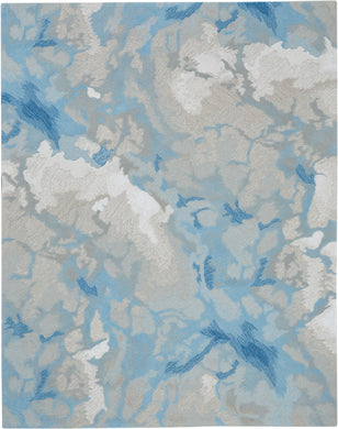 Nourison Symmetry SMM07 Beige and Blue 8'x10' Large Textured Rug