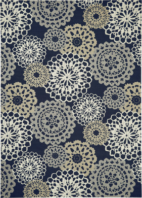 Waverly Sun N Shade SND72 Navy Black and Grey 10'x13' Oversized Indoor-outdoor Rug