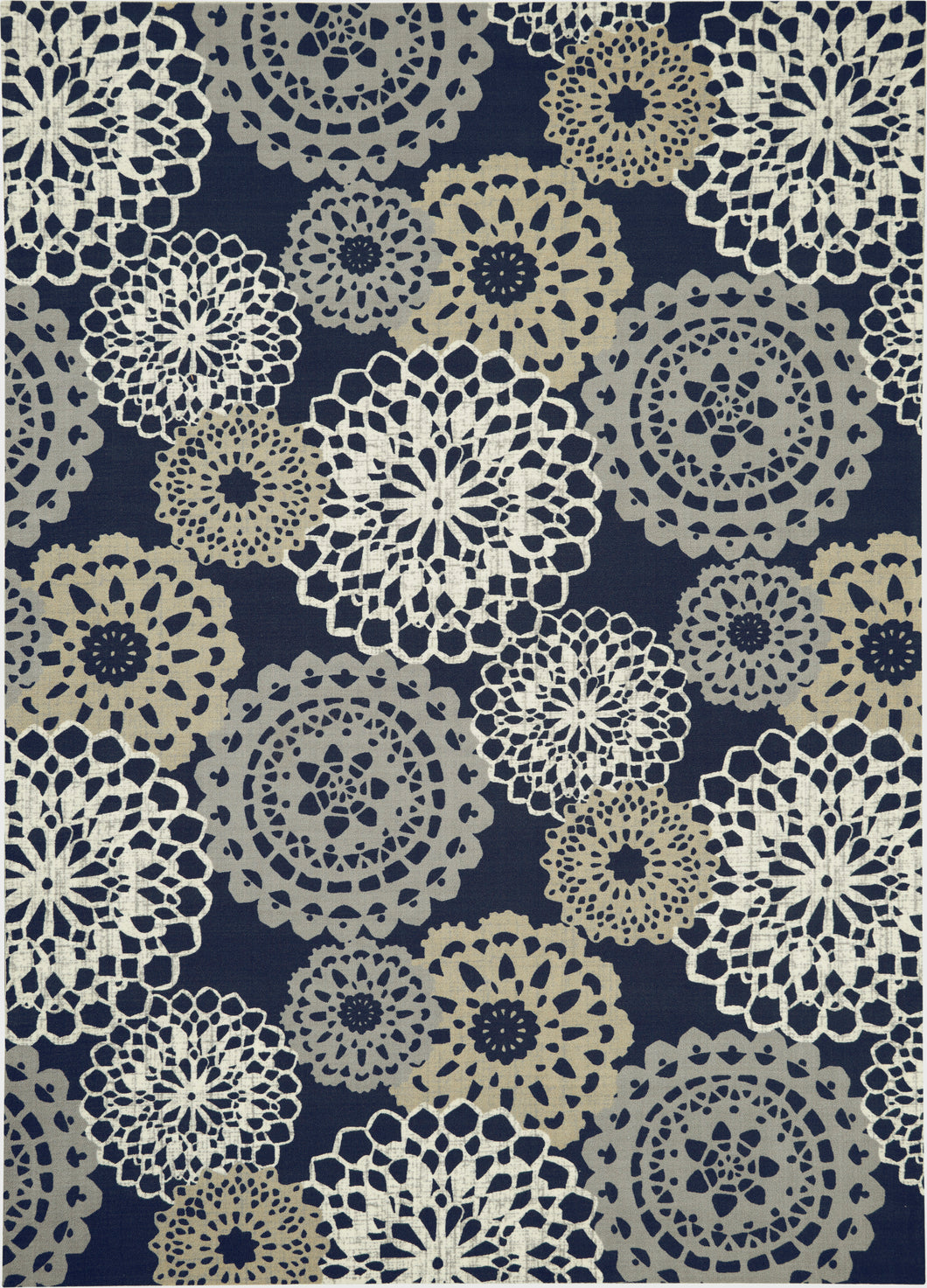 Waverly Sun N Shade SND72 Navy Black and Grey 10'x13' Oversized Indoor-outdoor Rug