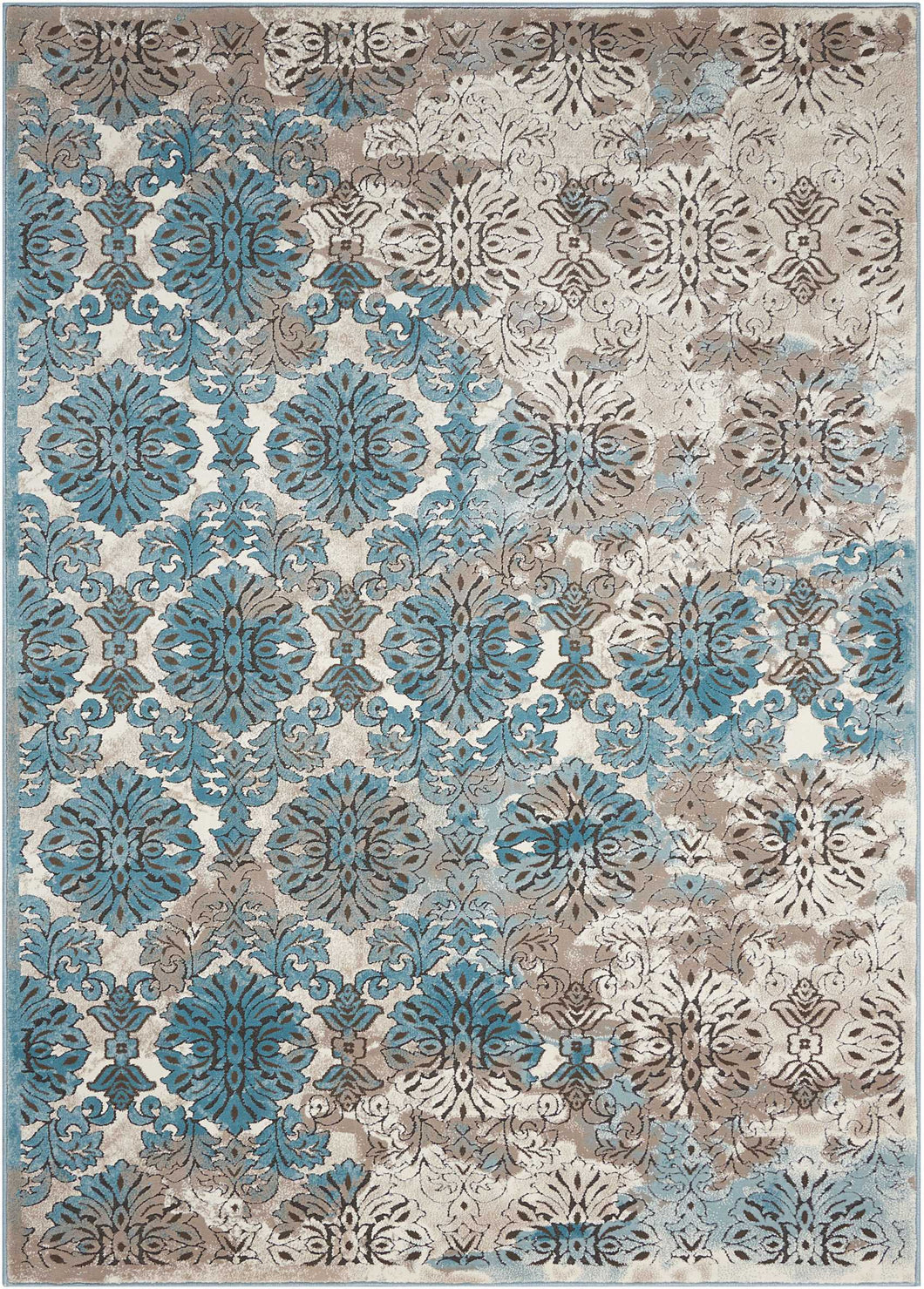 Nourison Karma KRM05 Blue and White 4'x6'  Area Rug