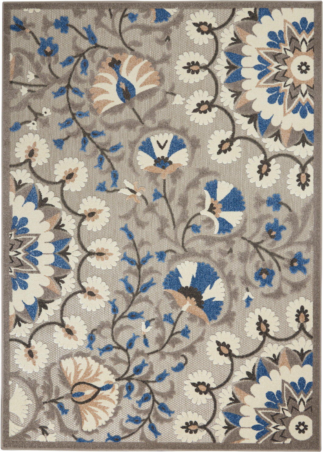 Nourison Aloha 5'x8' Grey Patio  Area Rug