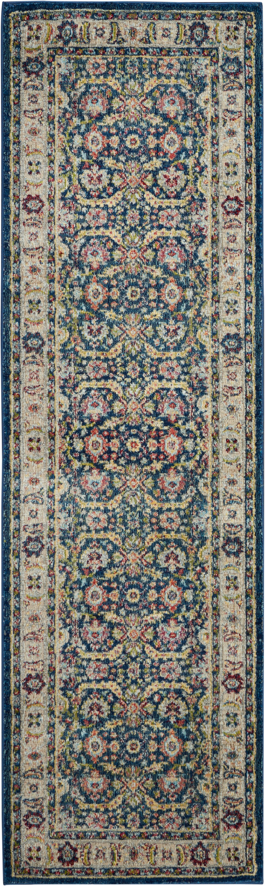 Nourison Ankara Global ANR13 Navy Blue Multicolor 6' Runner Textured Hallway Rug