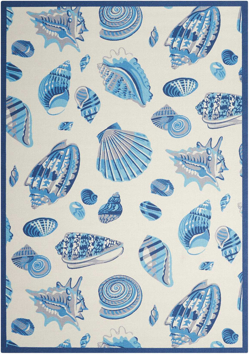 Waverly Sun N Shade SND48 White and Blue 5'x8'  Area Rug