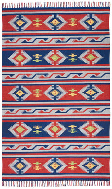 Nourison Baja BAJ03 Blue and Red 4'x6' Southwestern Area Rug