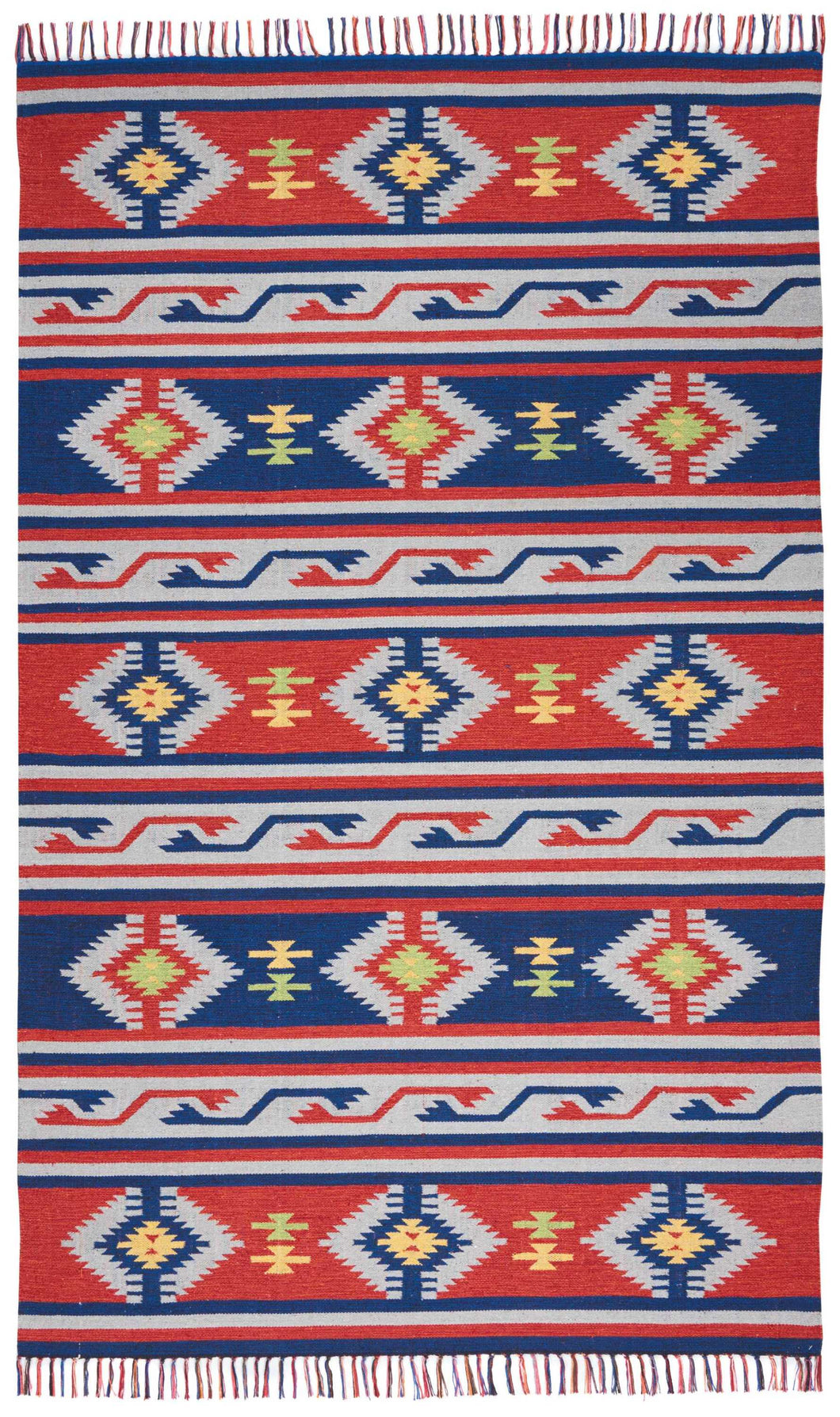 Nourison Baja BAJ03 Blue and Red 4'x6' Southwestern Area Rug