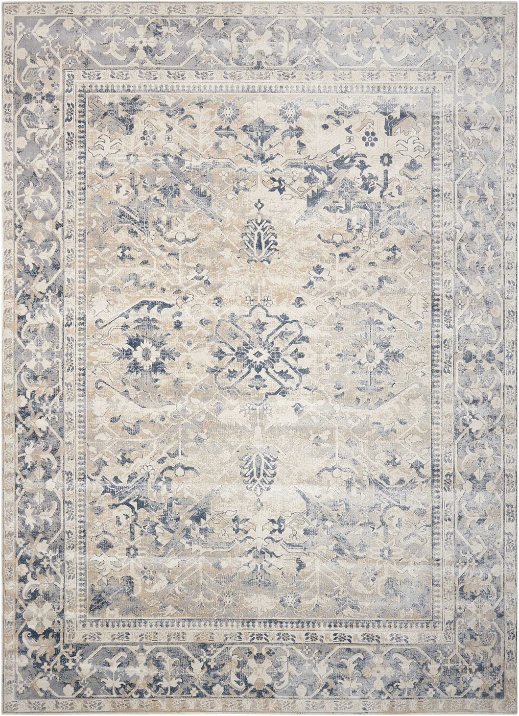 kathy ireland Home Malta MAI05 Blue and Ivory 4'x6'  Area Rug