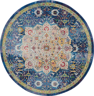 Nourison Ankara Global ANR03 Blue 4' Round Oushak Area Rug
